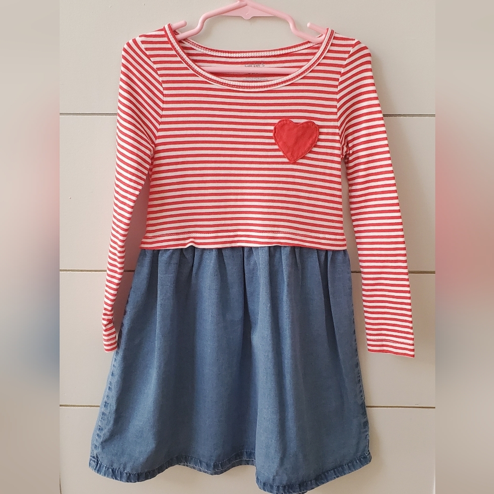 Carter's Red Striped Top with Blue Skirt Dress